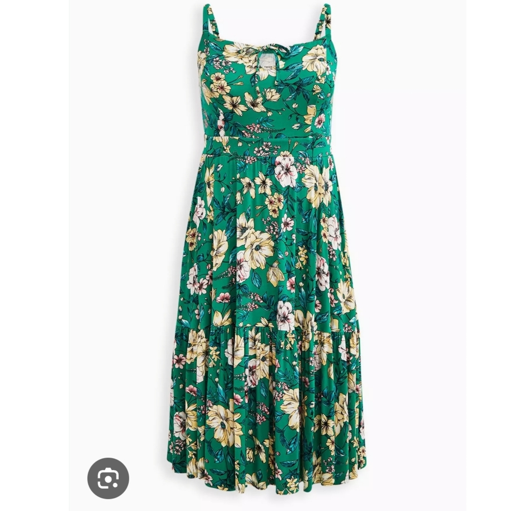 Torrid Green Floral Midi Dress